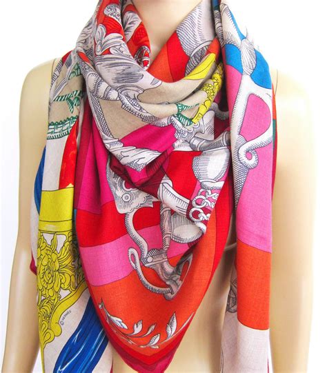 hermes summer day scarf|Hermes silk and cashmere shawl.